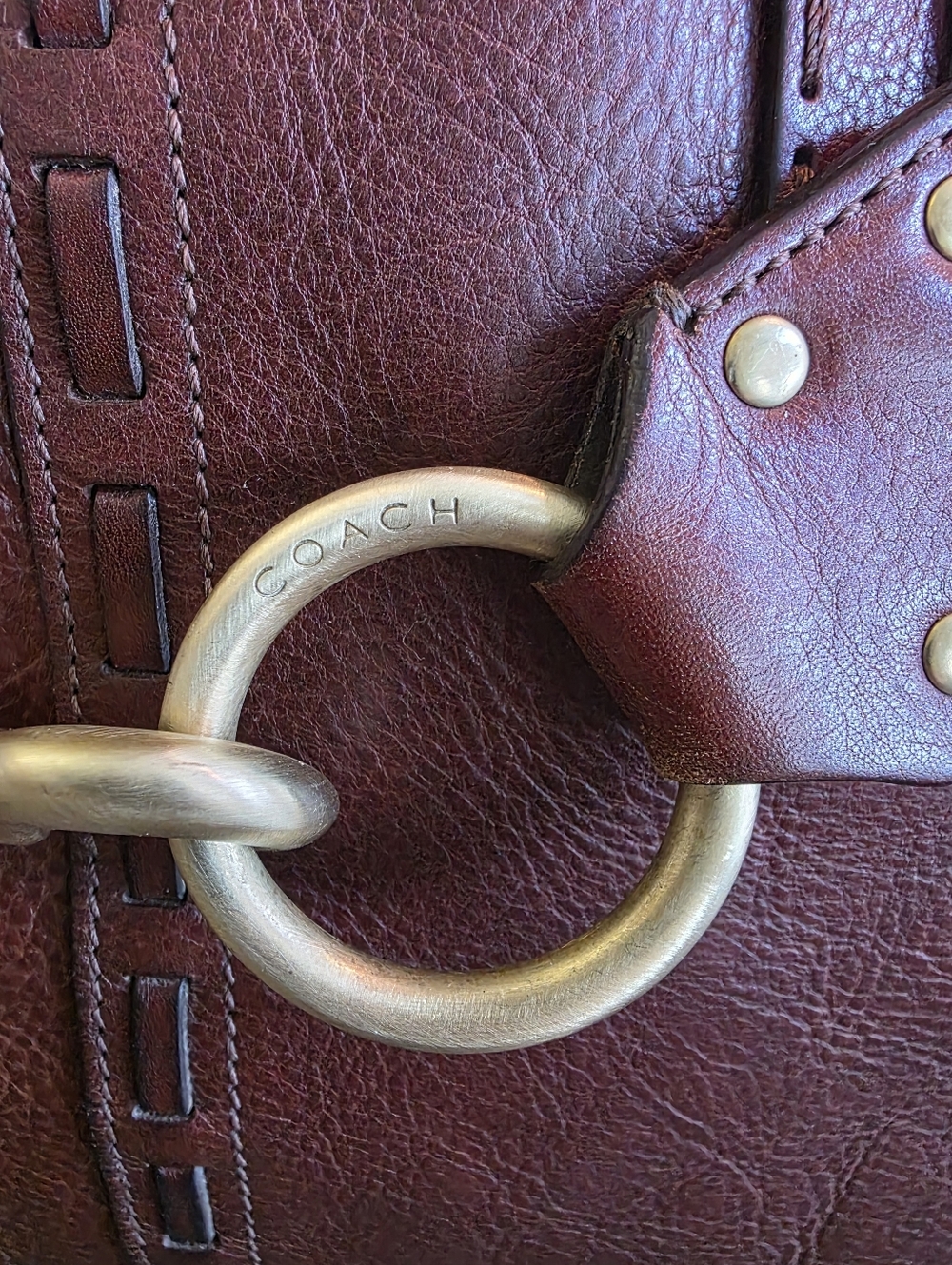 Vintage Coach Hamptons Braided Cognac Leather Carryall Bag Y2K Limited Edition - Picture 14 of 16